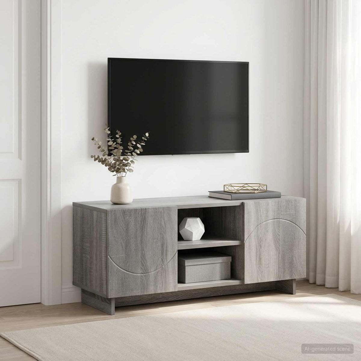 TV állvány 90 x 34.5 x 40 cm Szürke Sonoma Szerelt Fa