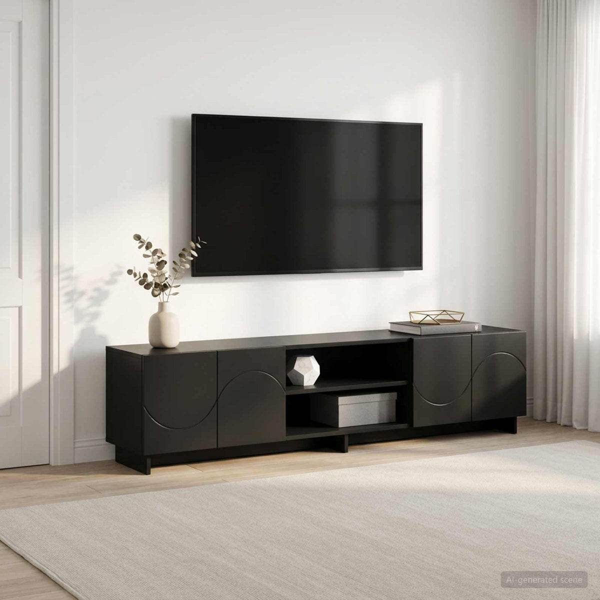 TV állvány 179.5 x 34.5 x 40 cm Fekete Szerelt Fa