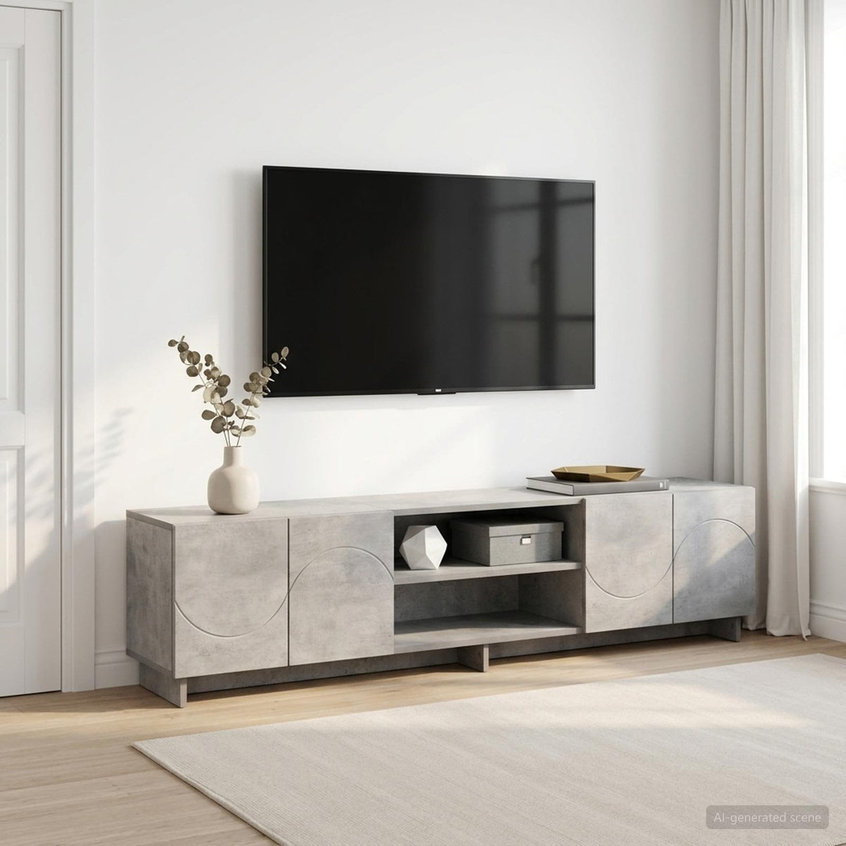 TV állvány 179.5 x 34.5 x 40 cm Betonszürke Szerelt Fa