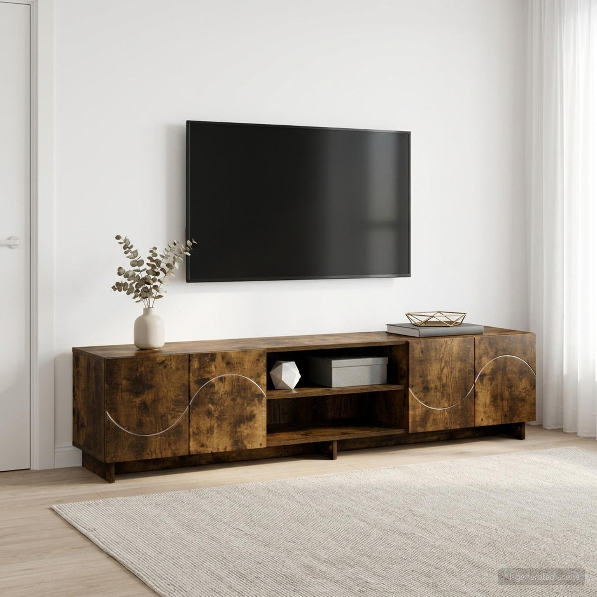 TV állvány 179.5 x 34.5 x 40 cm Füstös Tölgy Szerelt Fa