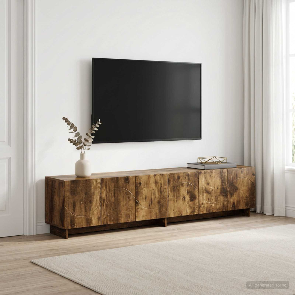 TV állvány 179.5 x 34.5 x 40 cm Füstös Tölgy Szerelt Fa