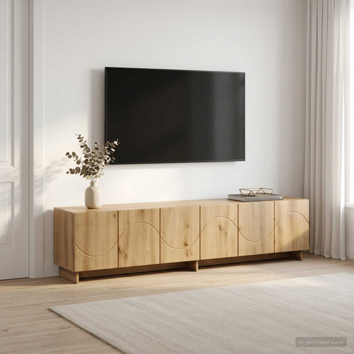 TV állvány 179.5 x 34.5 x 40 cm Kézműves Tölgy Szerelt Fa