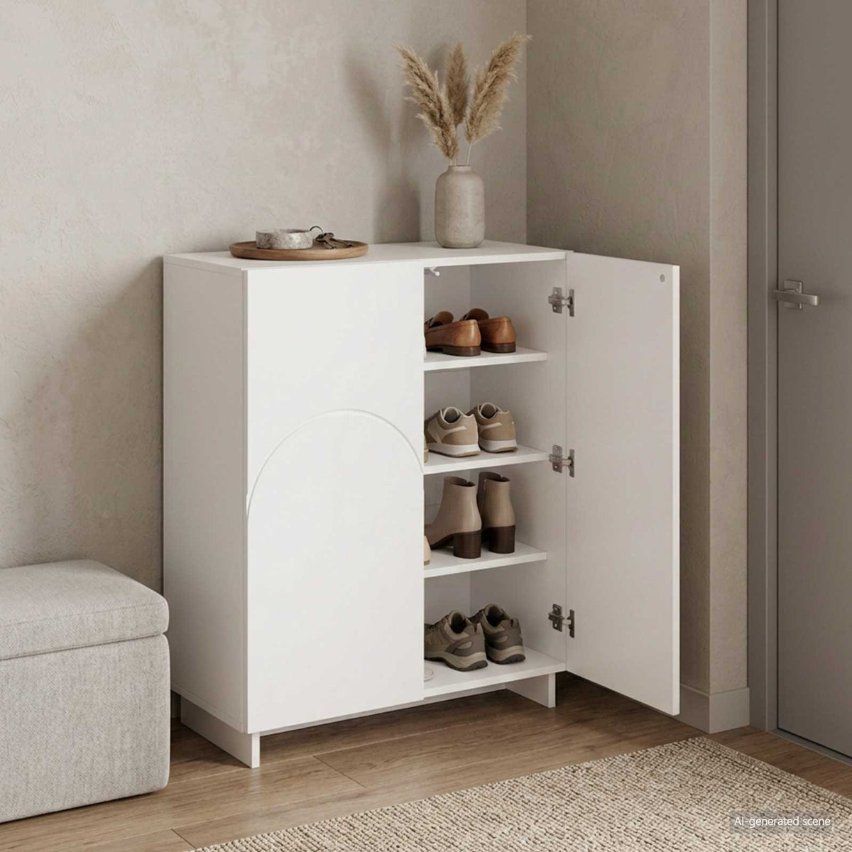 Cipősszekrény 73 x 38 x 87,5 cm Szerelt Fa Magasfényű Fehér