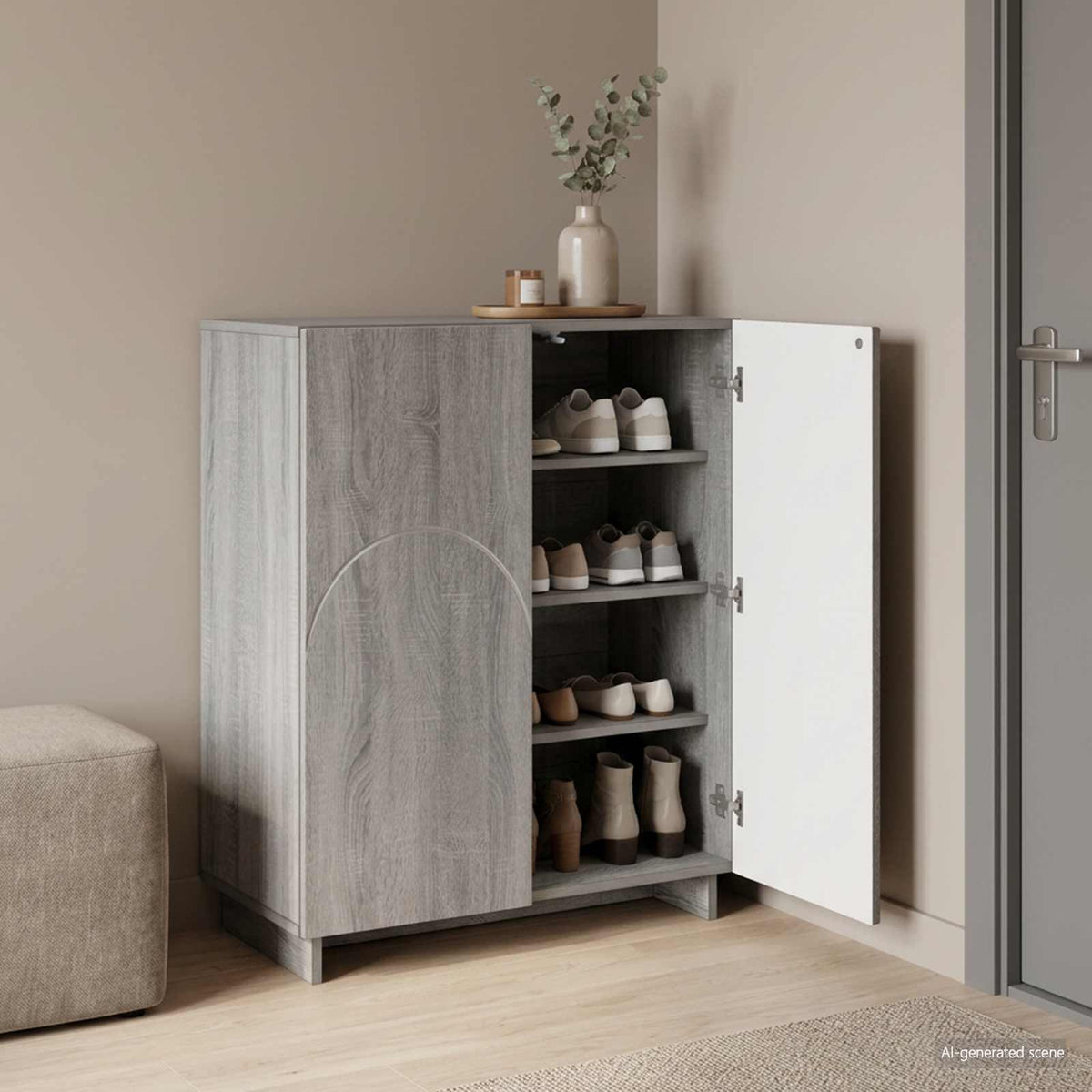 Cipősszekrény 73 x 38 x 87,5 cm Szerelt Fa Szürke Sonoma