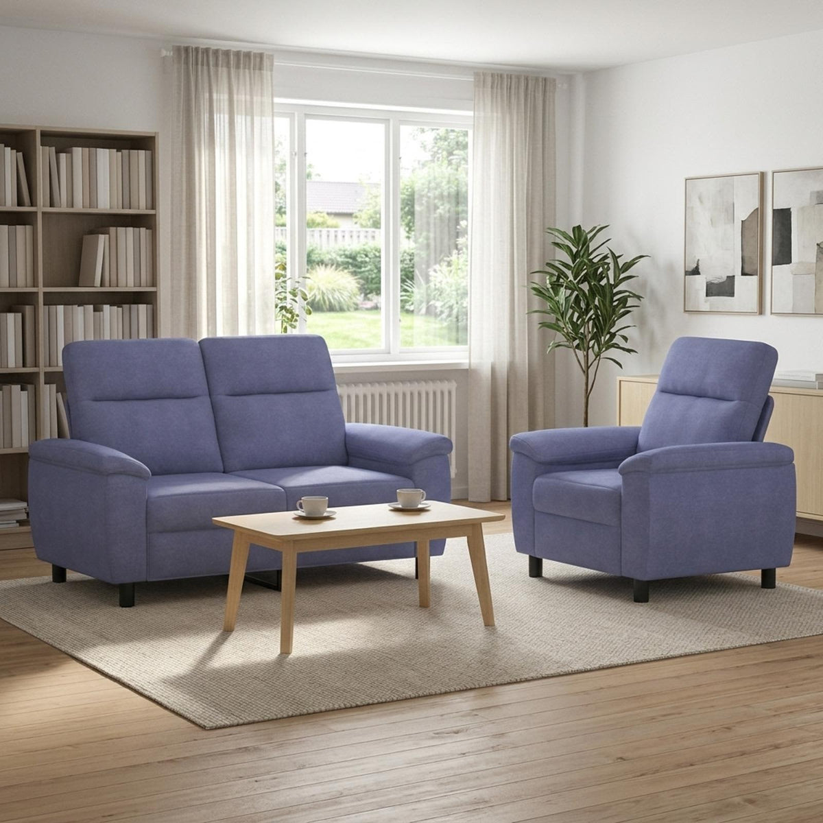 Kanapé Szett 2 pcs Farmerkék Szövet