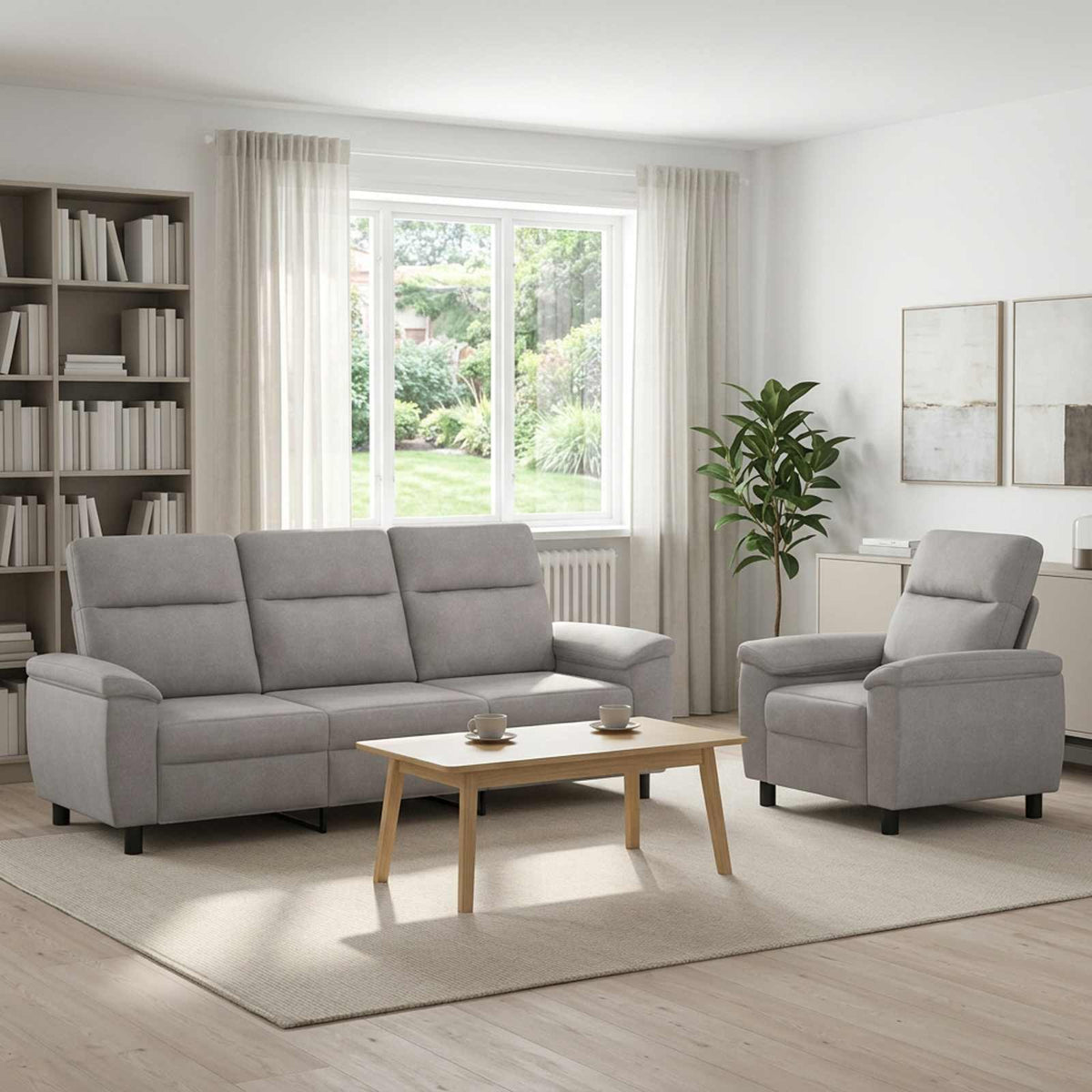 Kanapé Szett 2 pcs Felhőszürke Szövet