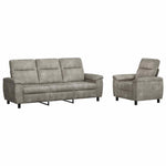 Kanapé Szett 2 pcs Világosszürke Műsuede Bőr 2
