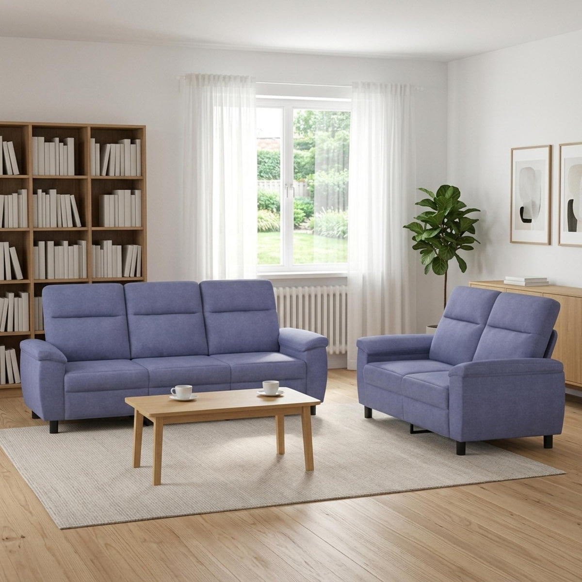Kanapé Szett 2 pcs Farmerkék Szövet