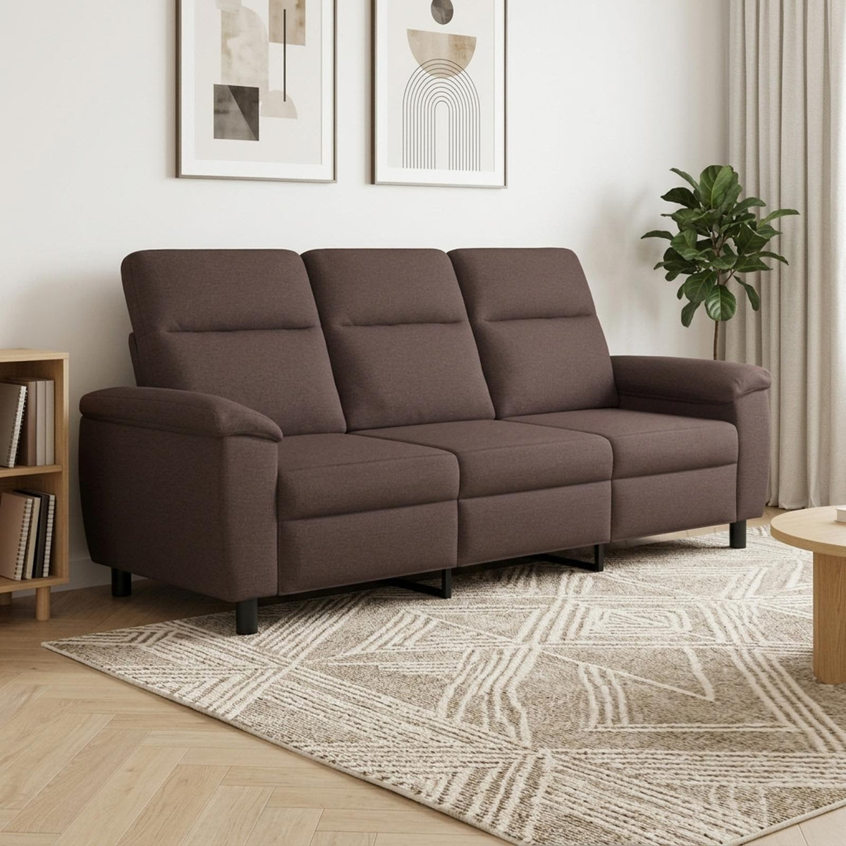 Kanapé Sötét Barna 214 x 90 x 95 cm Szövet