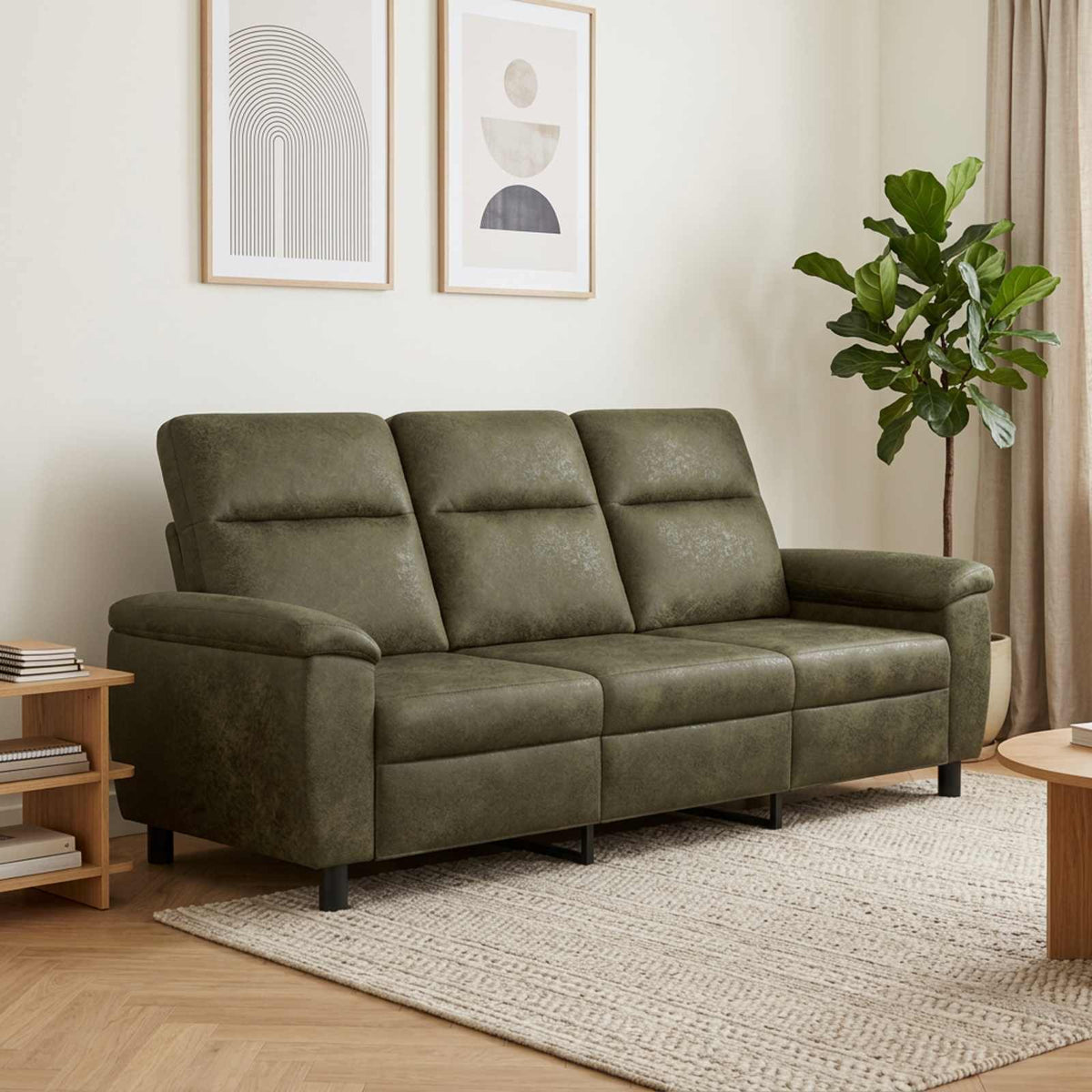 Kanapé Katonai zöld 214 x 90 x 95 cm Műsuede Bőr
