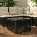 Kerti Asztal Fekete 55 x 55 x 37 cm PE Rattan és Üveg