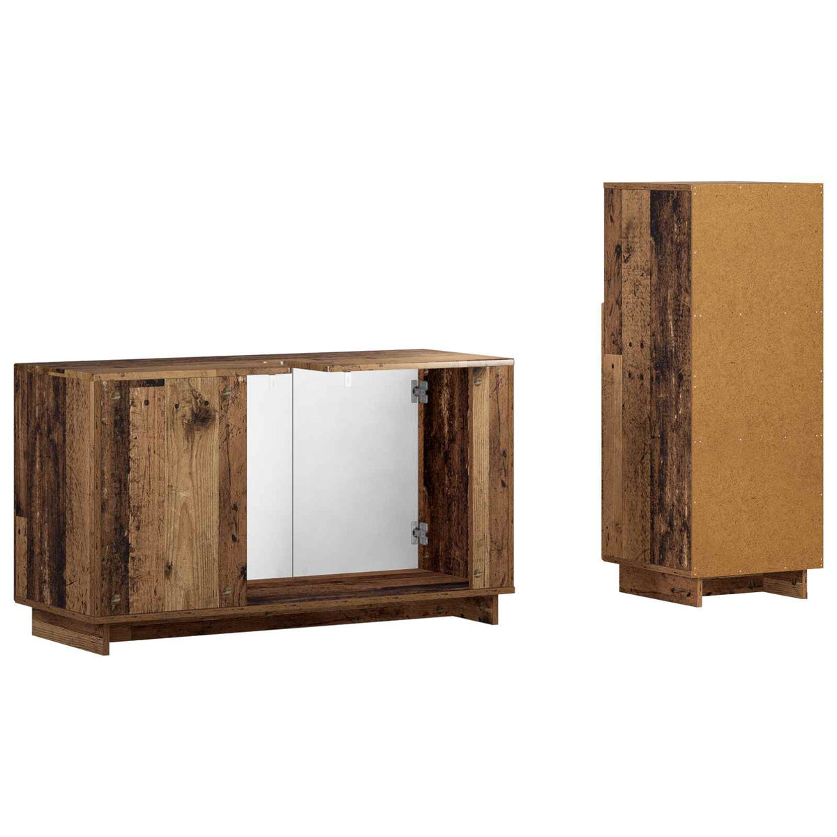 Fürdőszobai Szekrény Szett 2 db Antik Fa Szerelt Fa 6