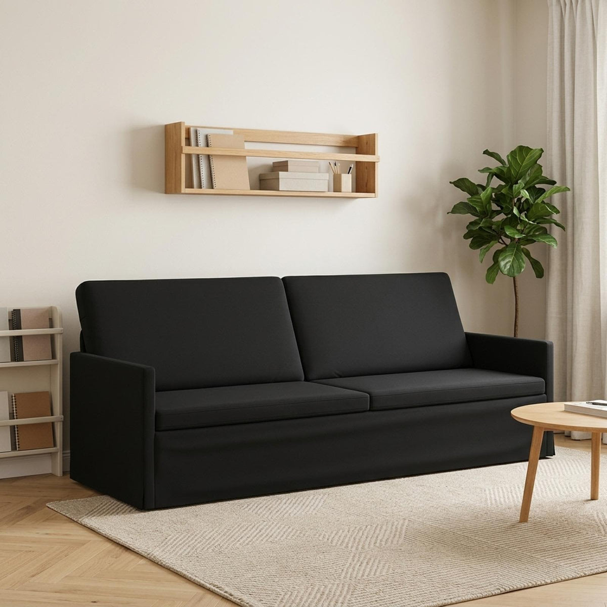 3 személyes kanapé Fekete 220 x 81 x 82 cm Bársony