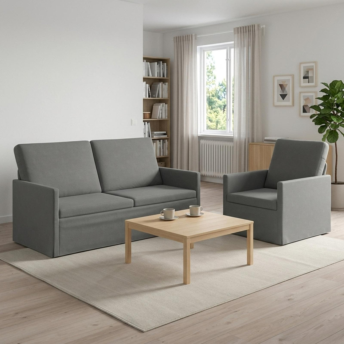Kanapé Szett 2 pcs Sötétszürke Bársony