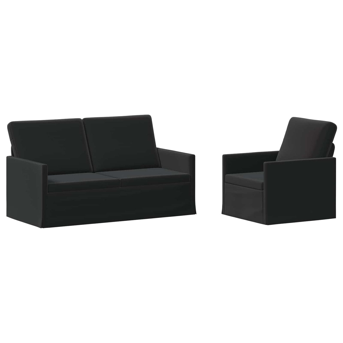 Kanapé Szett 2 pcs Fekete Bársony 2