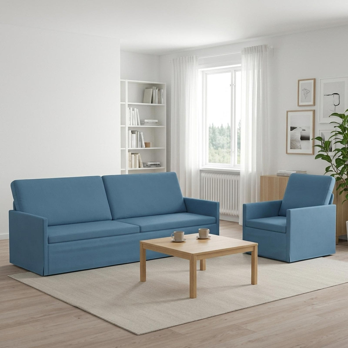 Kanapé Szett 2 pcs Kék Bársonyos szövet