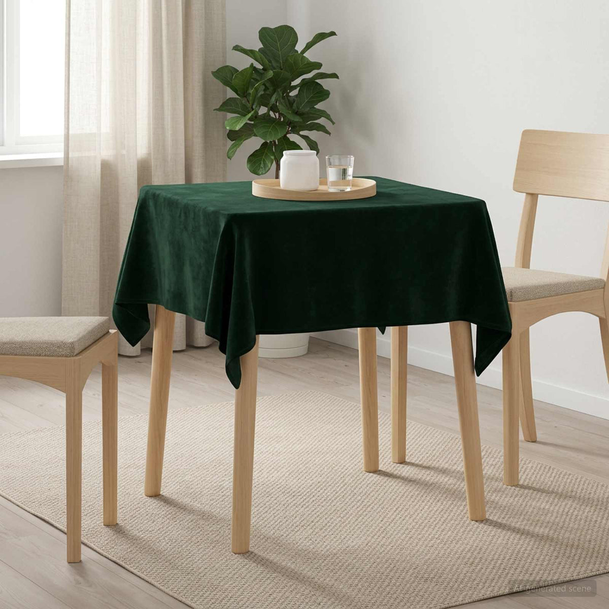 Asztal Terítő 5 db Négyzet Sötétzöld 90 x 90 cm Poliészter