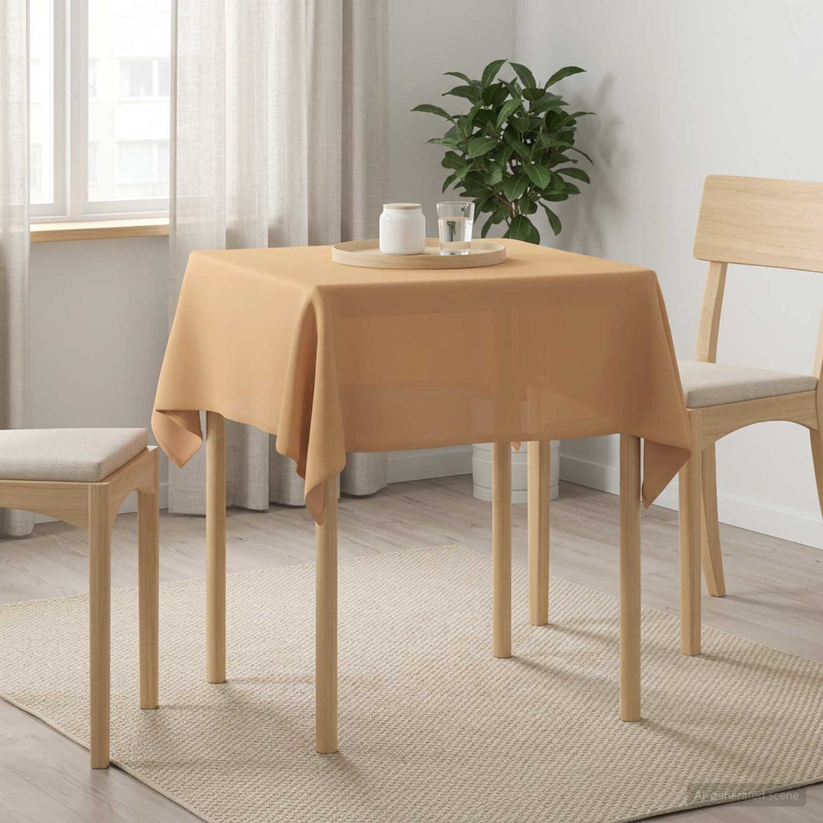 Asztal Terítő 5 db Négyszögletes Bézs 140 x 140 cm Poliészter
