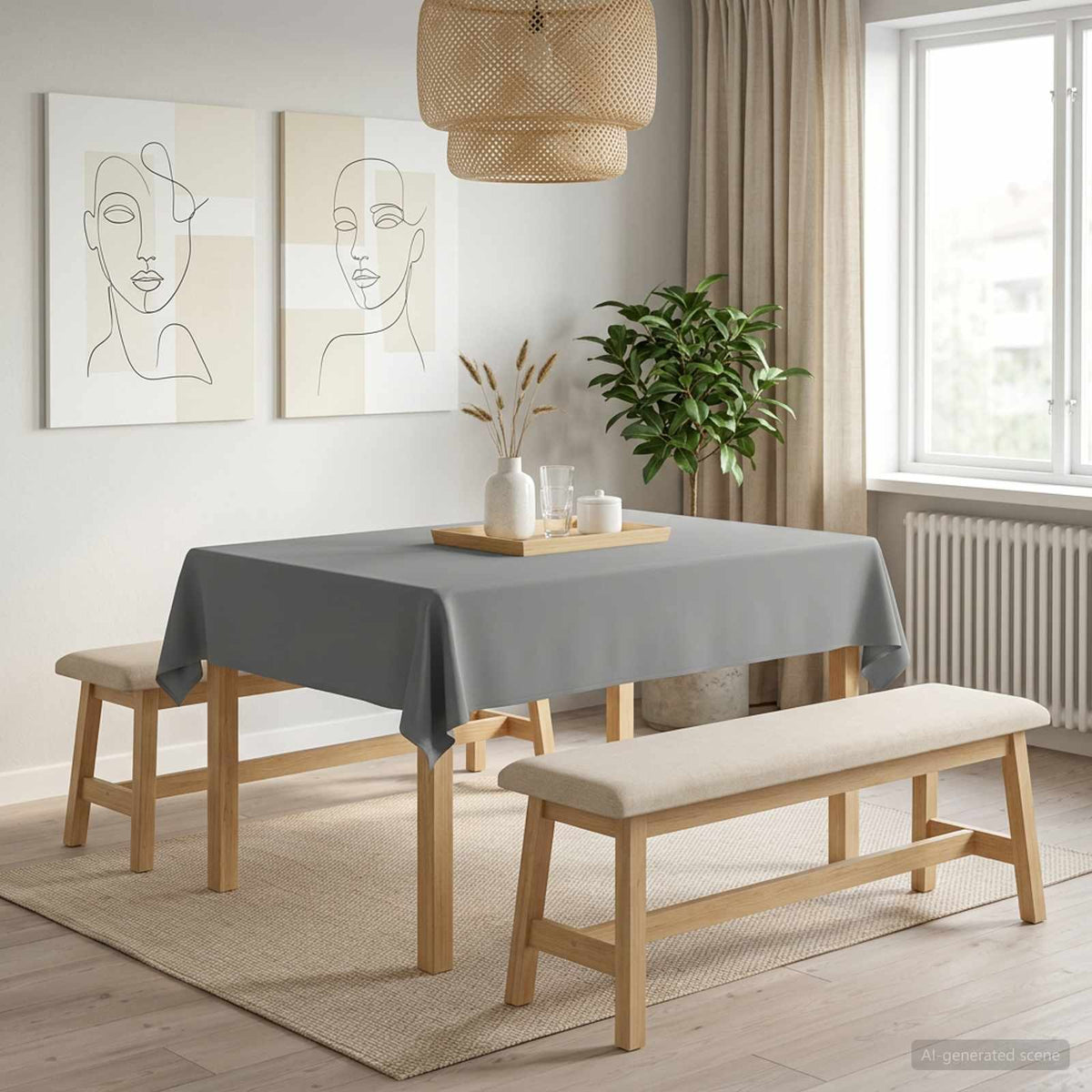 Asztal Terítő 5 db Világosszürke 140 x 160 cm Poliészter