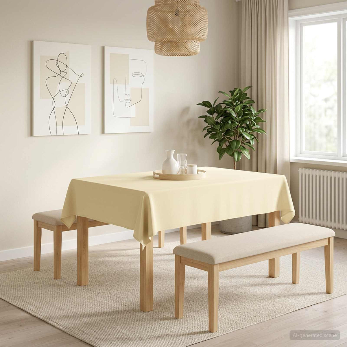 Asztal Terítő 5 db Krémfehér 140 x 160 cm Poliészter