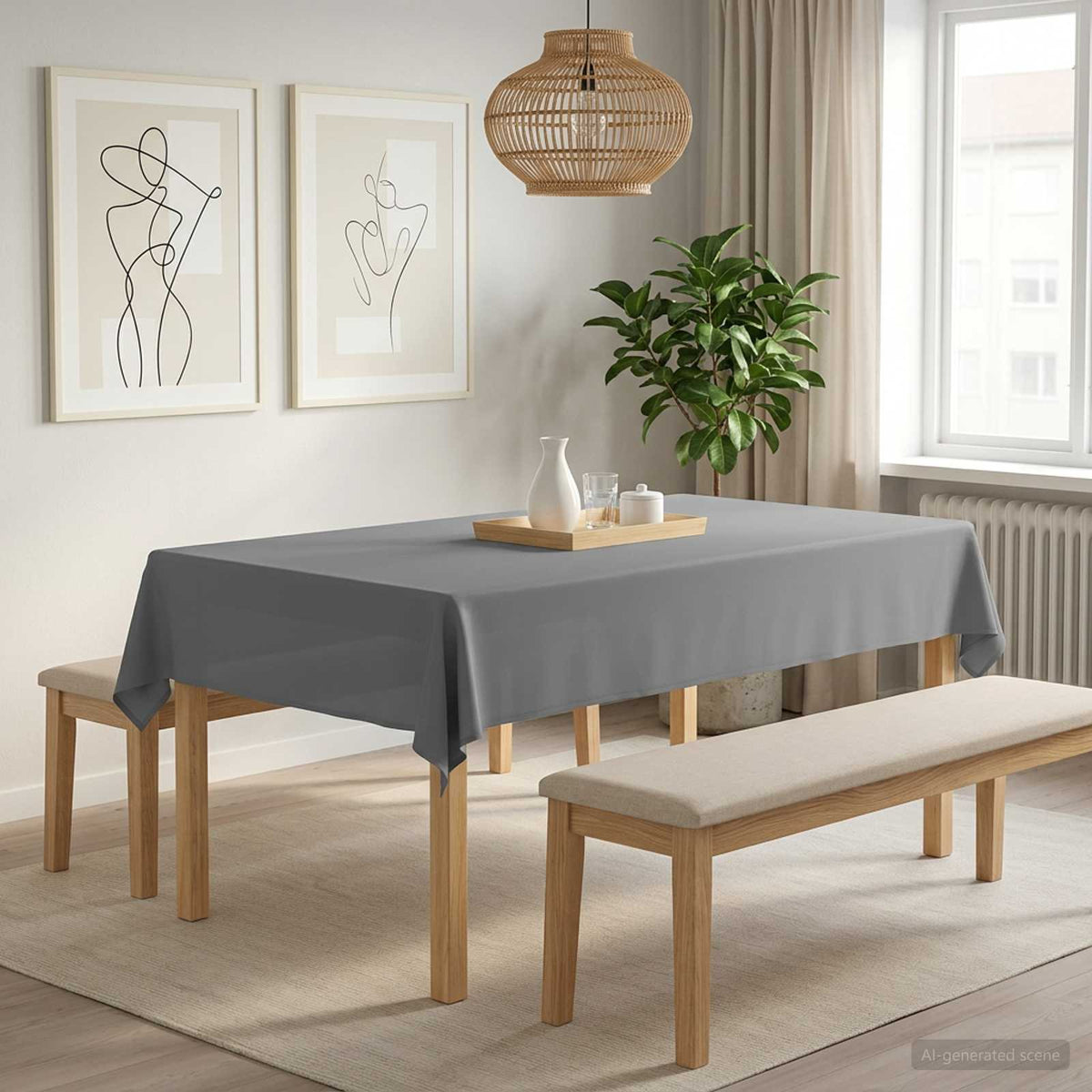 Asztal Terítő Világosszürke 140 x 220 cm Poliészter