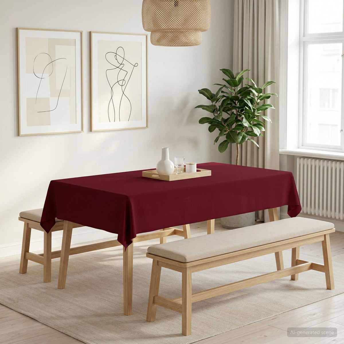 Asztal Terítő Négyszögletes Bordó 140 x 200 cm Poliészter