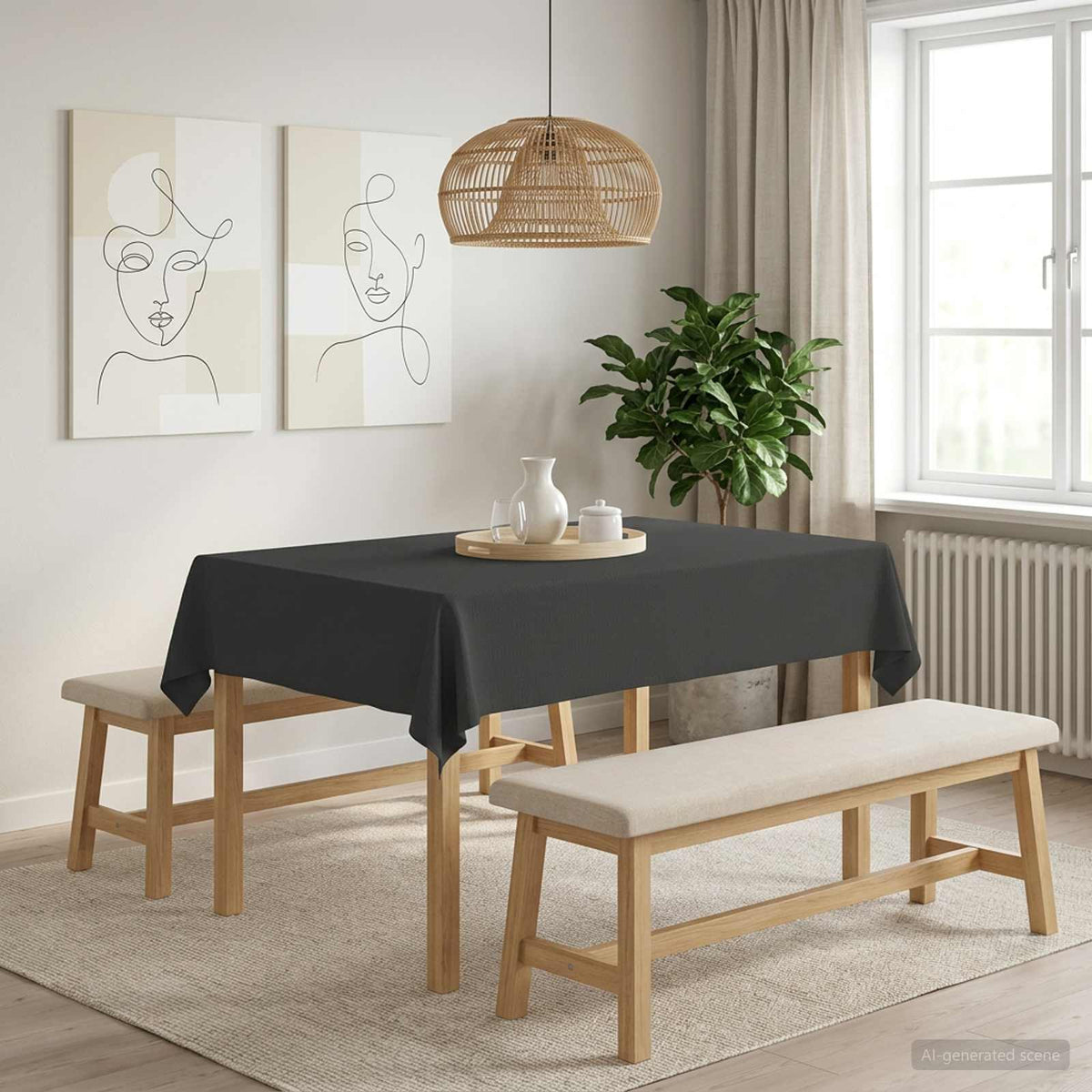Asztal Terítő 5 db Négyszögletes Sötétszürke 140 x 180 cm