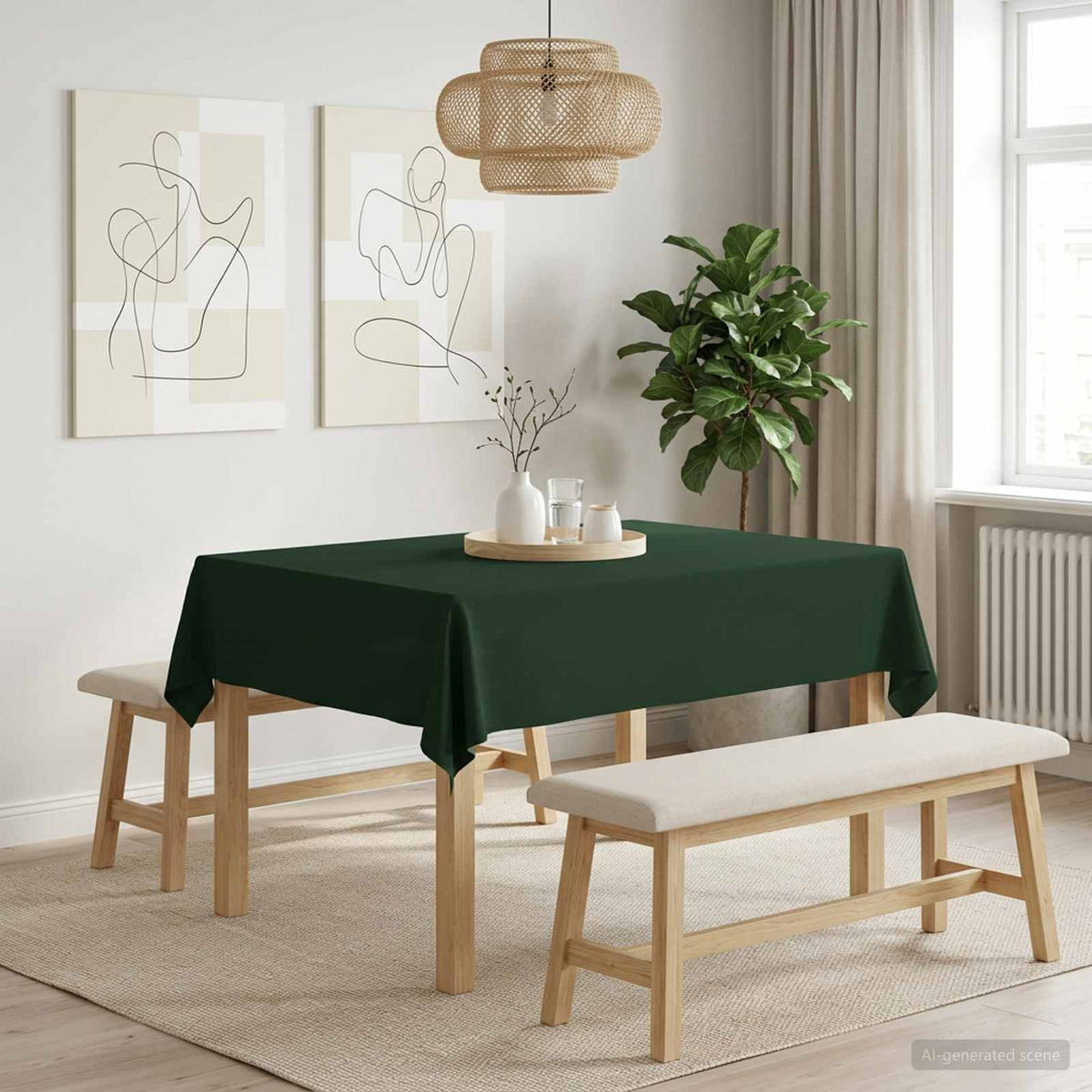 Asztal Terítő 5 db Négyszögletes Sötétzöld 140 x 180 cm