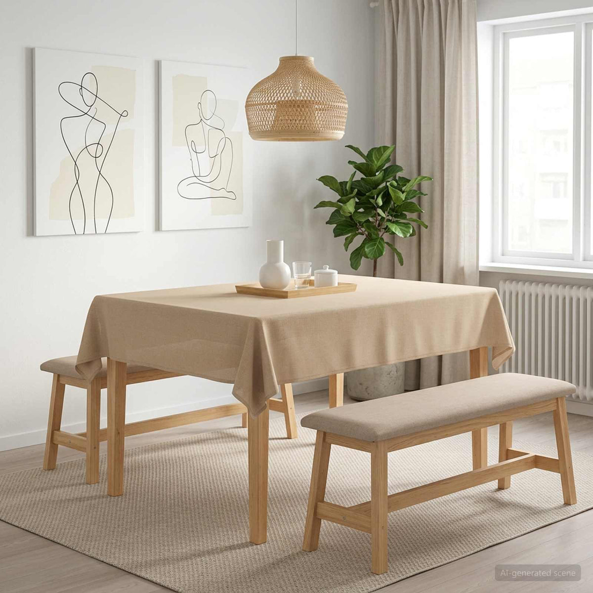 Asztal Terítő 5 db Négyszögletes Bézs 140 x 160 cm