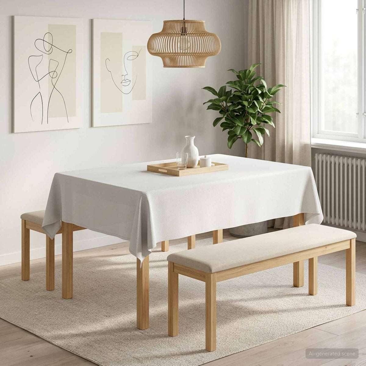 Asztal Terítő 5 db Négyszögletes Fehér 140 x 160 cm