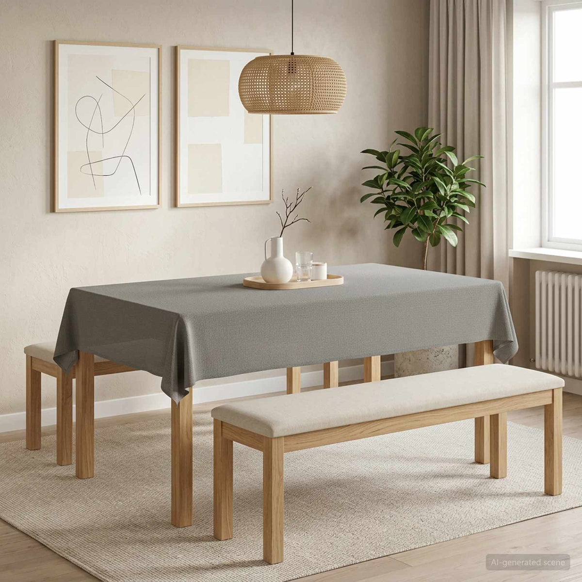 Asztal Terítő Négyszögletes Világosszürke 140 x 260 cm