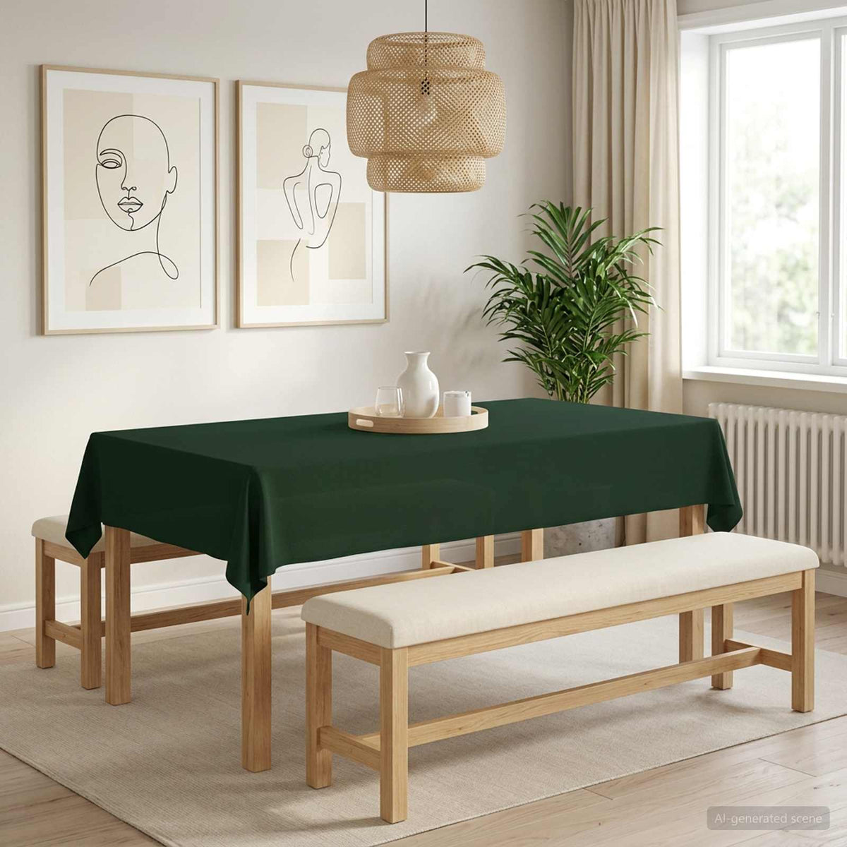 Asztal Terítő Négyszögletes Sötétzöld 110 x 180 cm