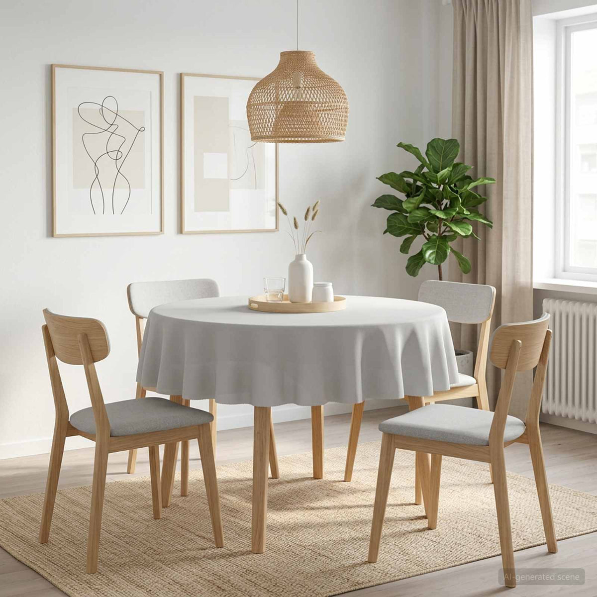 Asztal Terítő 5 db Kerek Fehér Ø 160 cm