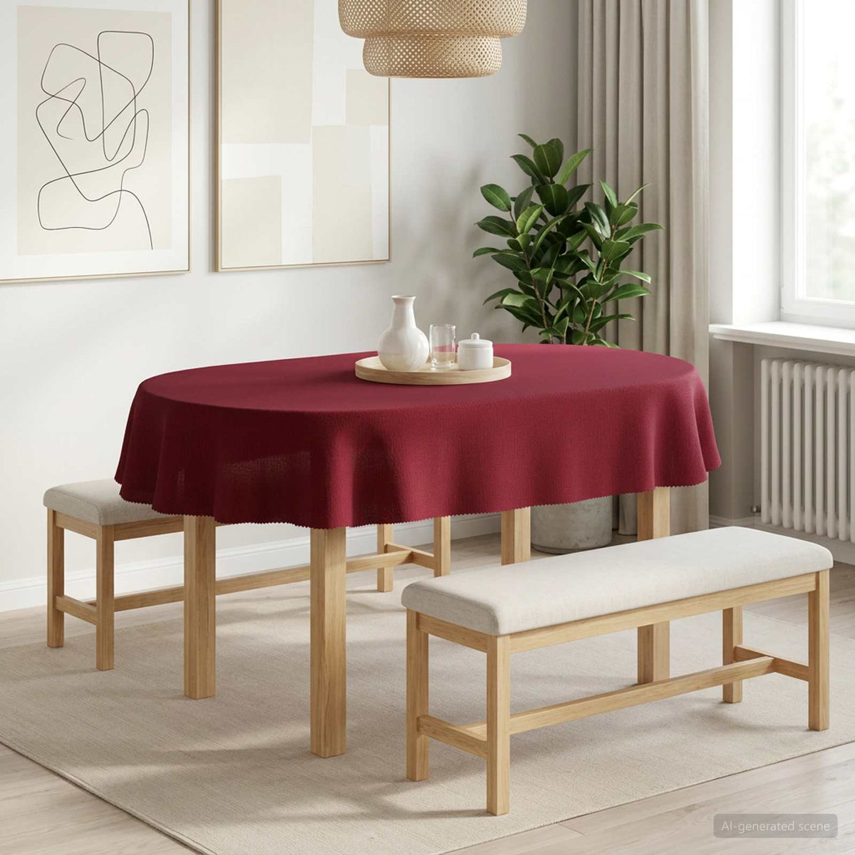 Asztal Terítő 5 db Ovális Bordó 130 x 220 cm