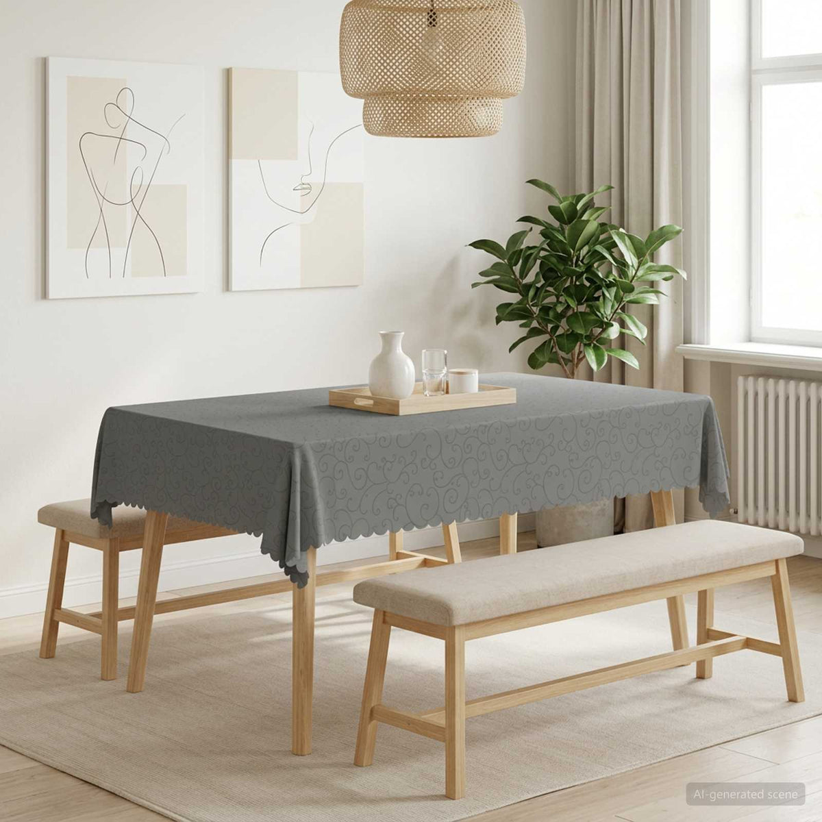 Asztal Terítő 5 db Négyszögletes Világosszürke 140 x 180 cm
