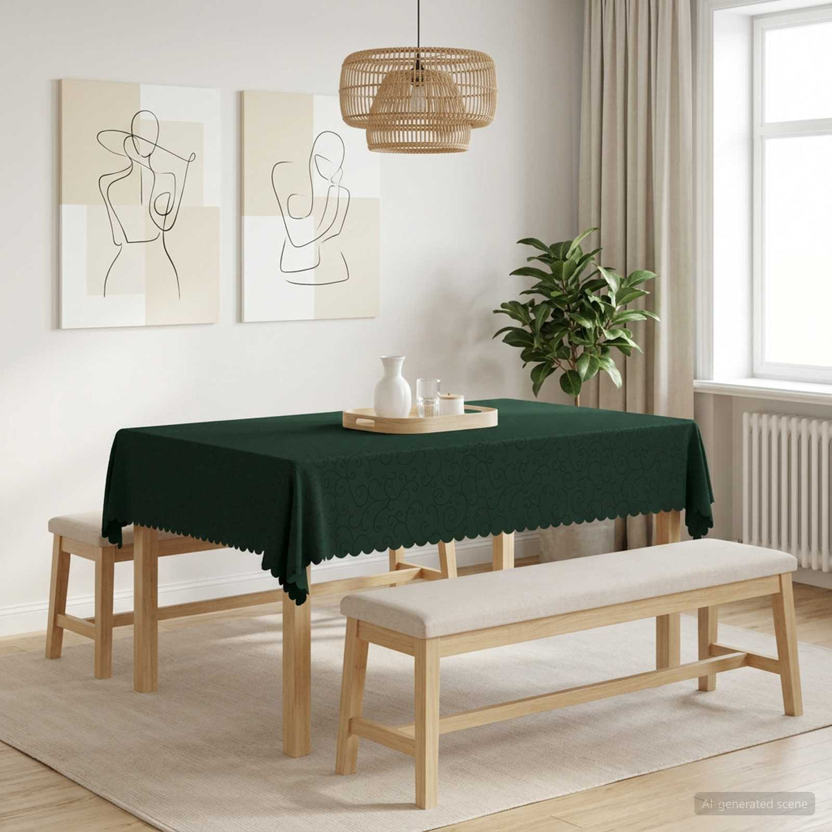 Asztal Terítő Négyszögletes Sötétzöld 140 x 180 cm