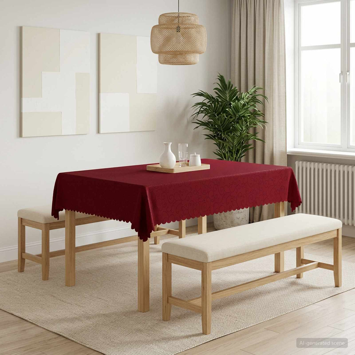 Asztal Terítő 5 db Négyszögletes Bordó 140 x 180 cm