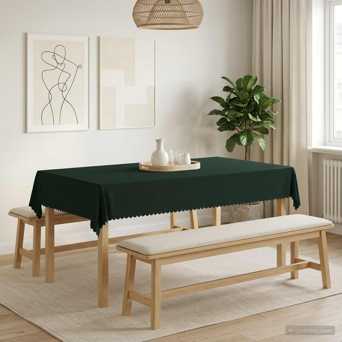 Asztal Terítő Négyszögletes Sötétzöld 110 x 180 cm