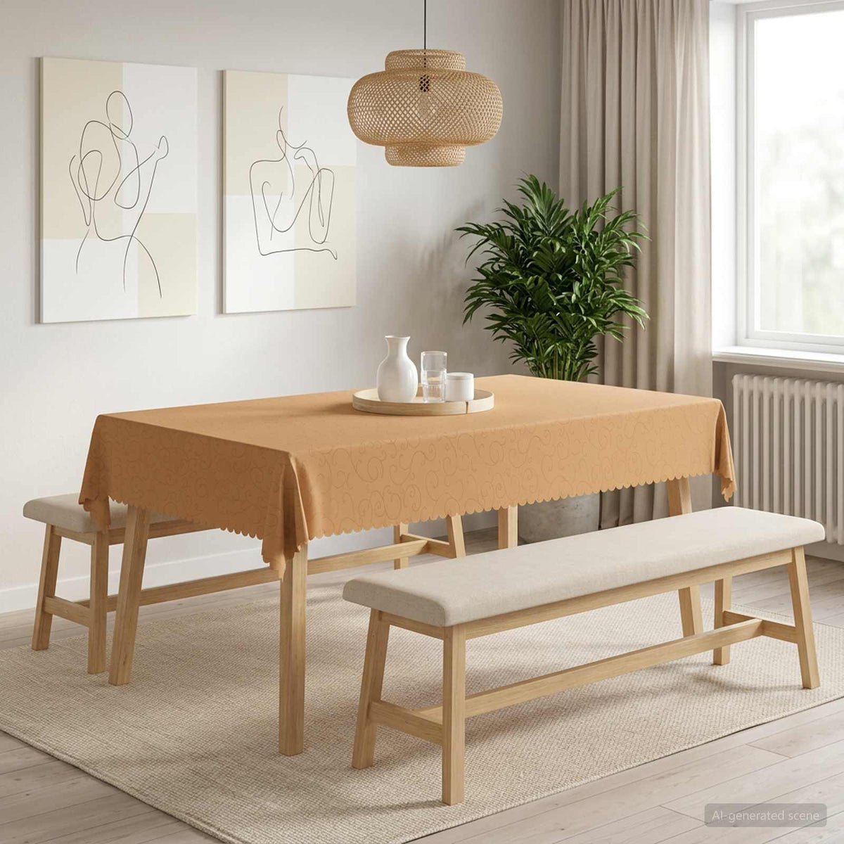 Asztal Terítő 5 db Négyszögletes Bézs 140 x 220 cm