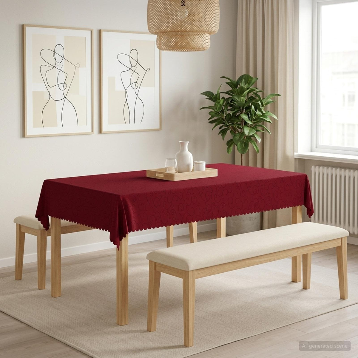 Asztal Terítő Négyszögletes Bordó 110 x 180 cm