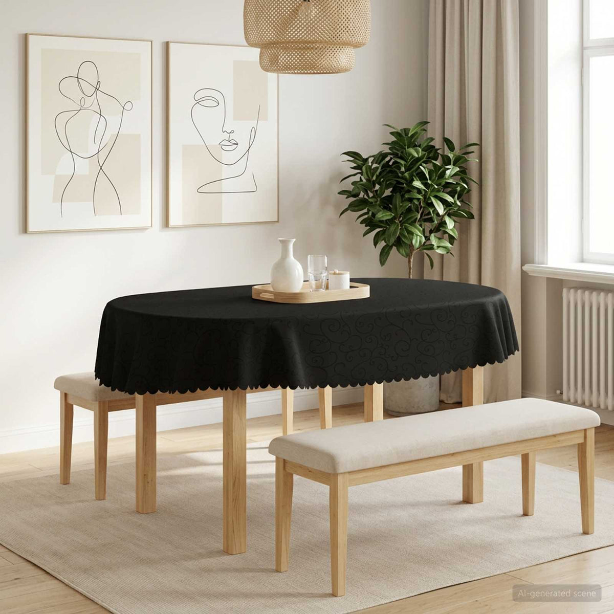 Asztal Terítő 5 db Ovális Sötétszürke 130 x 220 cm