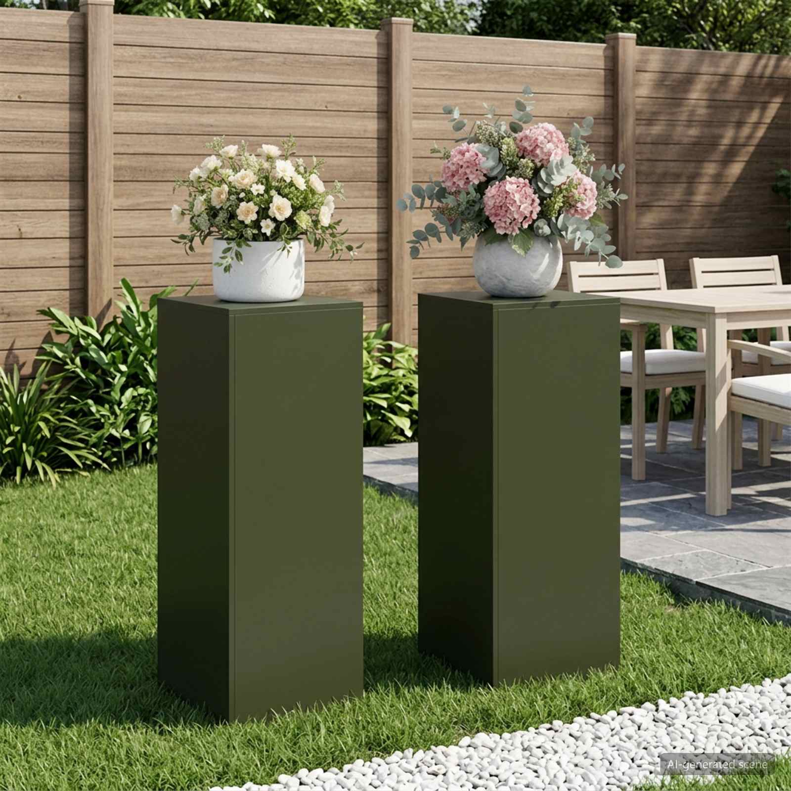 Növényállvány 2 pcs Olajzöld 40 x 40 x 100 cm Acél