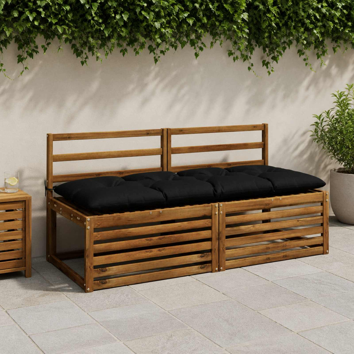 Pad párnák VIANEN 2 db 100% poliészter Fekete 150 x 60 x 12 cm