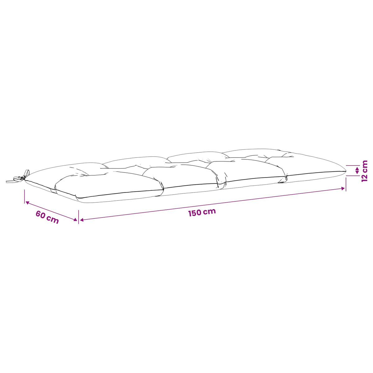 Padpárna VIANEN 100% poliészter Antracitszürke 150 x 60 x 12 cm 9