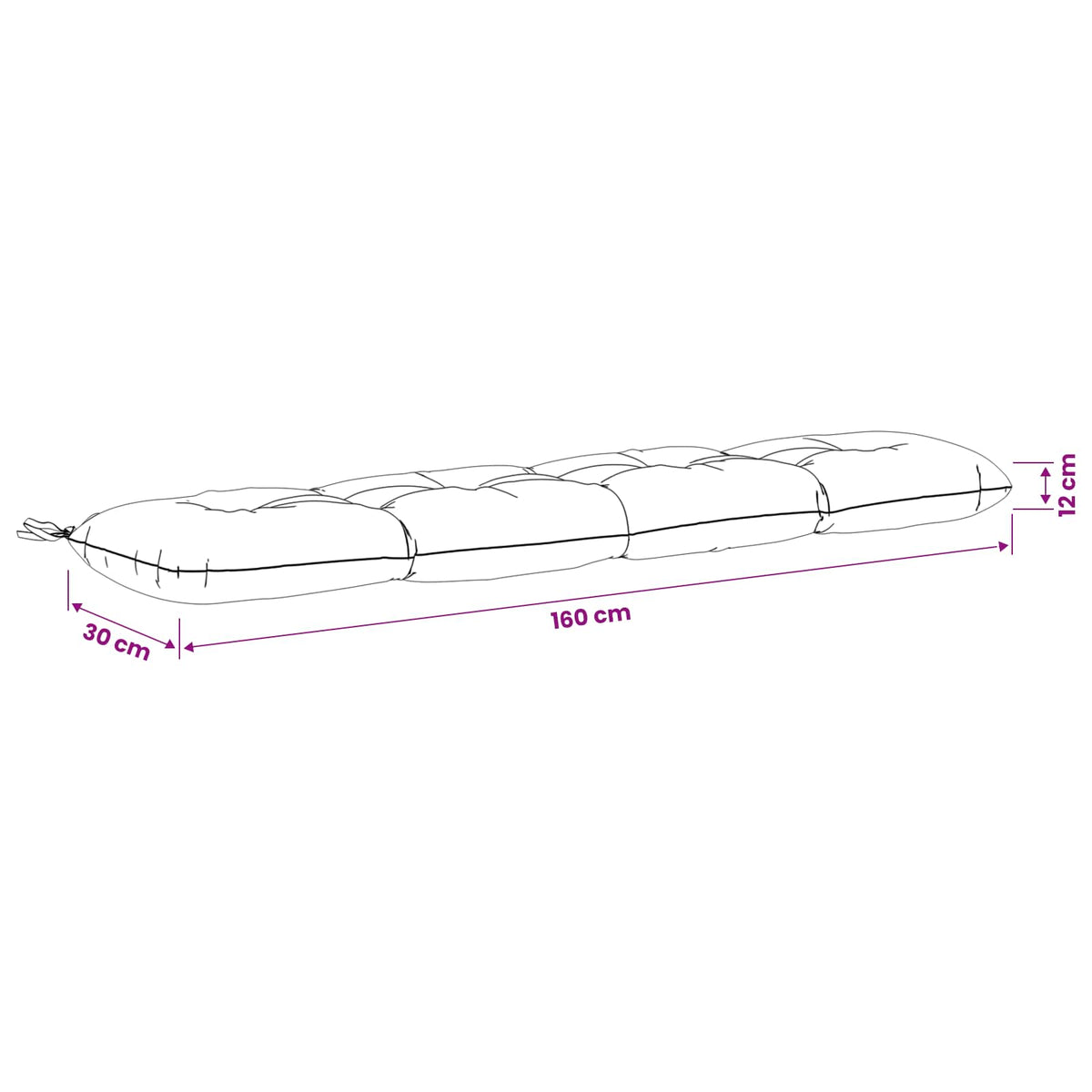 Padpárna VIANEN 100% poliészter Fehér 160 x 30 x 12 cm 9
