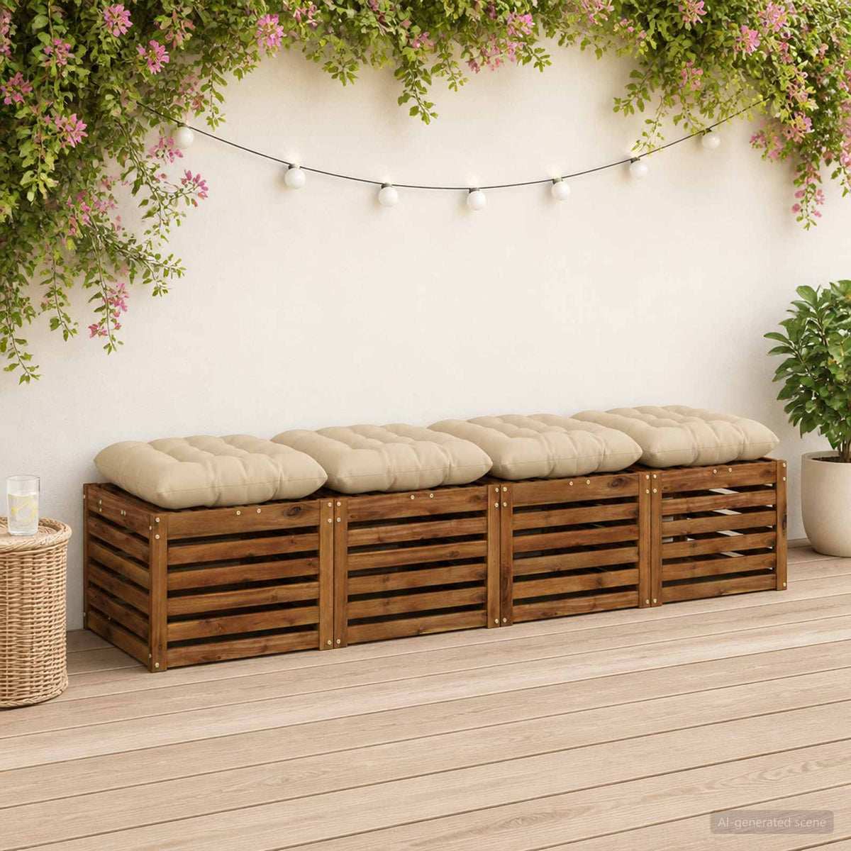 Ülőpárnák VIANEN 4 db 100% poliészter Krémszínű 40 x 40 x 12 cm
