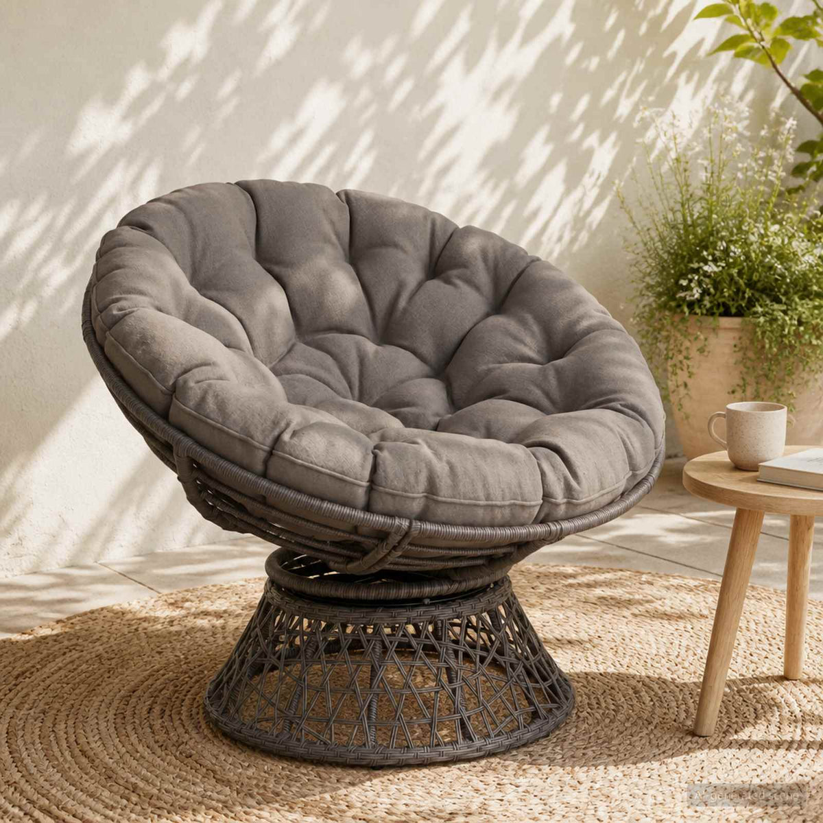 Papasan szék párna VIANEN 100% poliészter Szürke Ø 100 x 12 cm