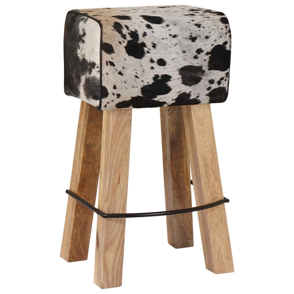 Bárszék 2 db Fekete és Fehér 44 x 33 x 74 cm Valódi Bőr 4