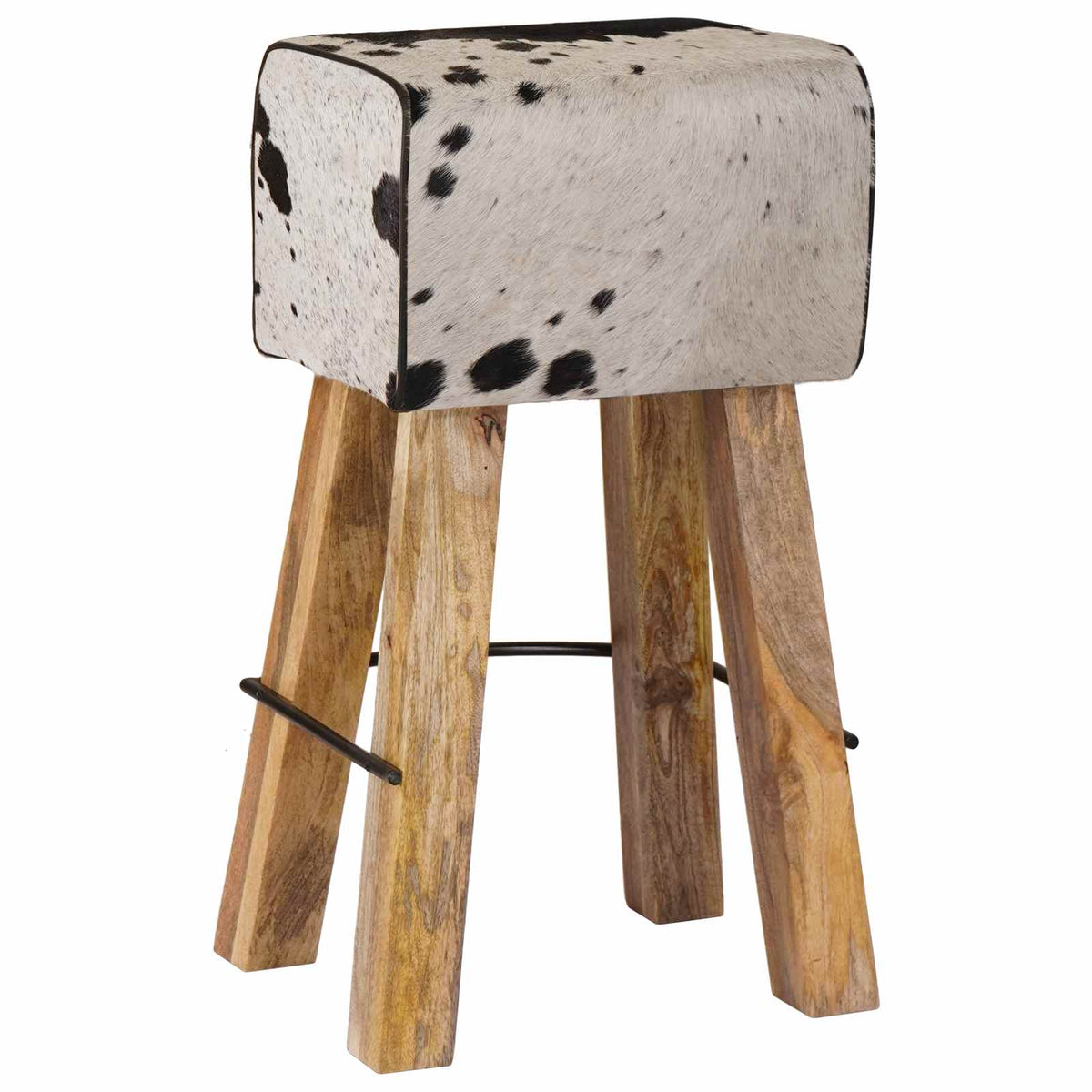 Bárszék 2 db Fekete és Fehér 44 x 33 x 74 cm Valódi Bőr 8