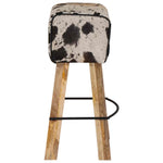 Bárszék 2 db Fekete és Fehér 44 x 33 x 74 cm Valódi Bőr 7